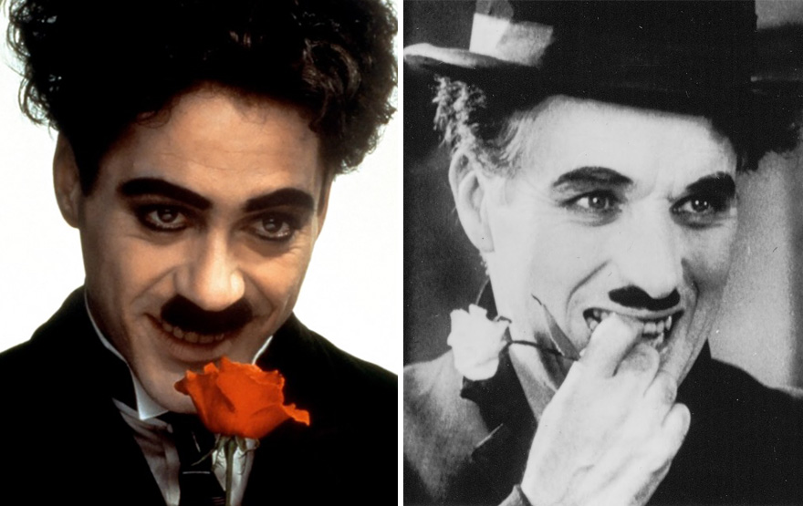 Robert Downey Jr. che interpreta Charlie Chaplin in Chaplin