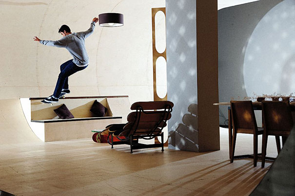 Casa con piste da skateboard