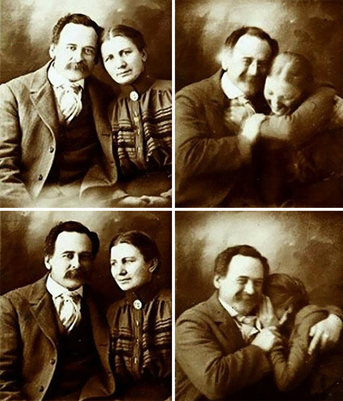 foto età vittoriana coppia cerca di non ridere