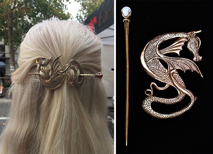 Fermaglio per capelli a forma di drago