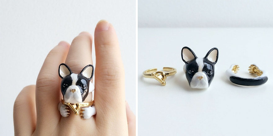 Anello a forma di bulldog