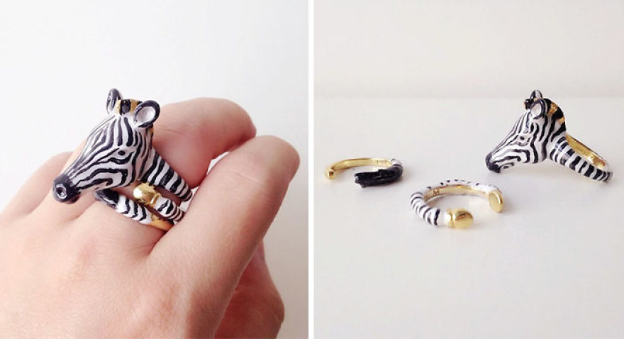 Anello a forma di zebra