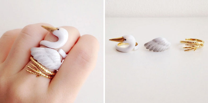 Anello a forma di cigno