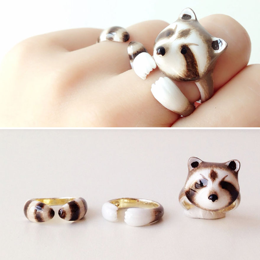 Anello a forma di procione