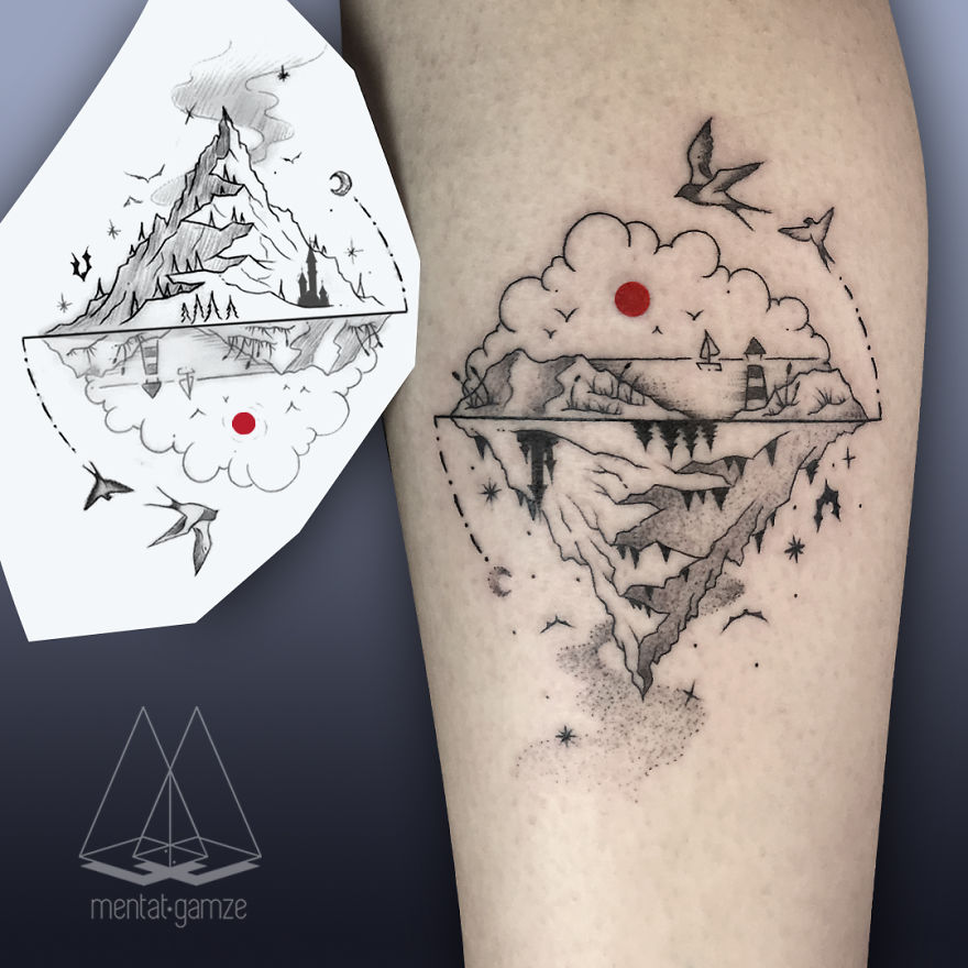 tatuaggi con punto rosso red dot