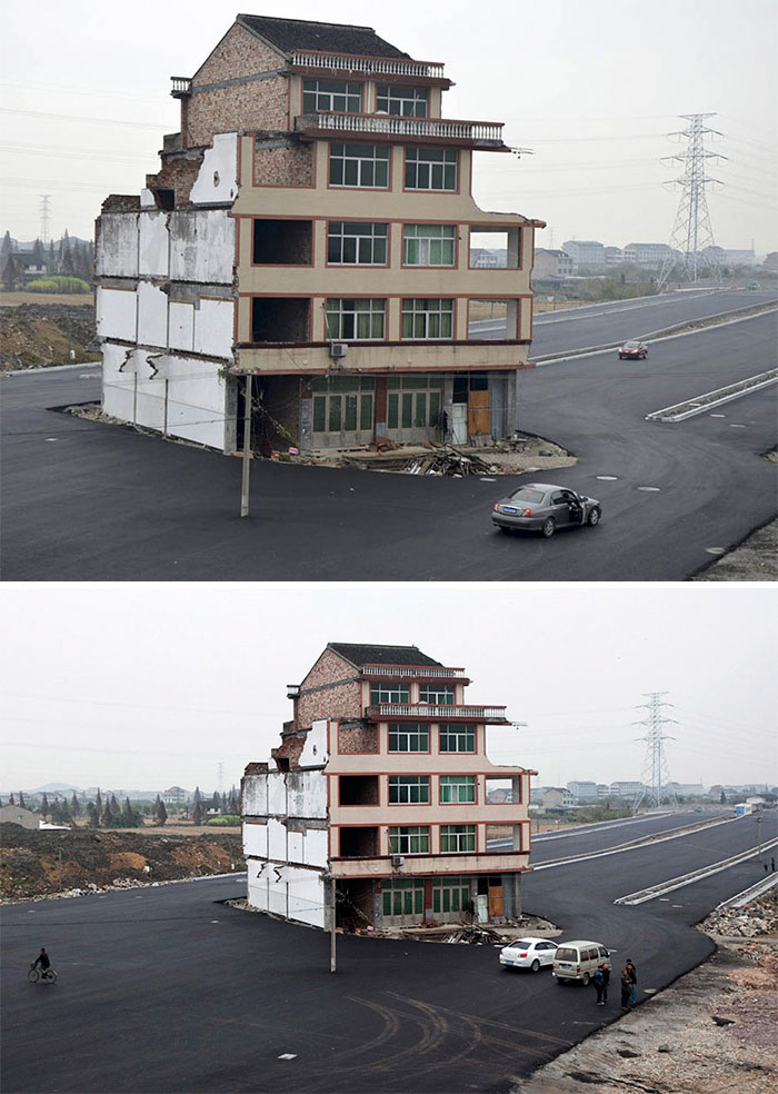 Il governo cinese ha dovuto costruire l'autostrada intorno a questo edificio