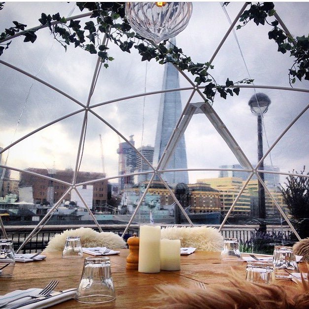 Coppa Club bolle riscaldate di Londra per cena all'aperto