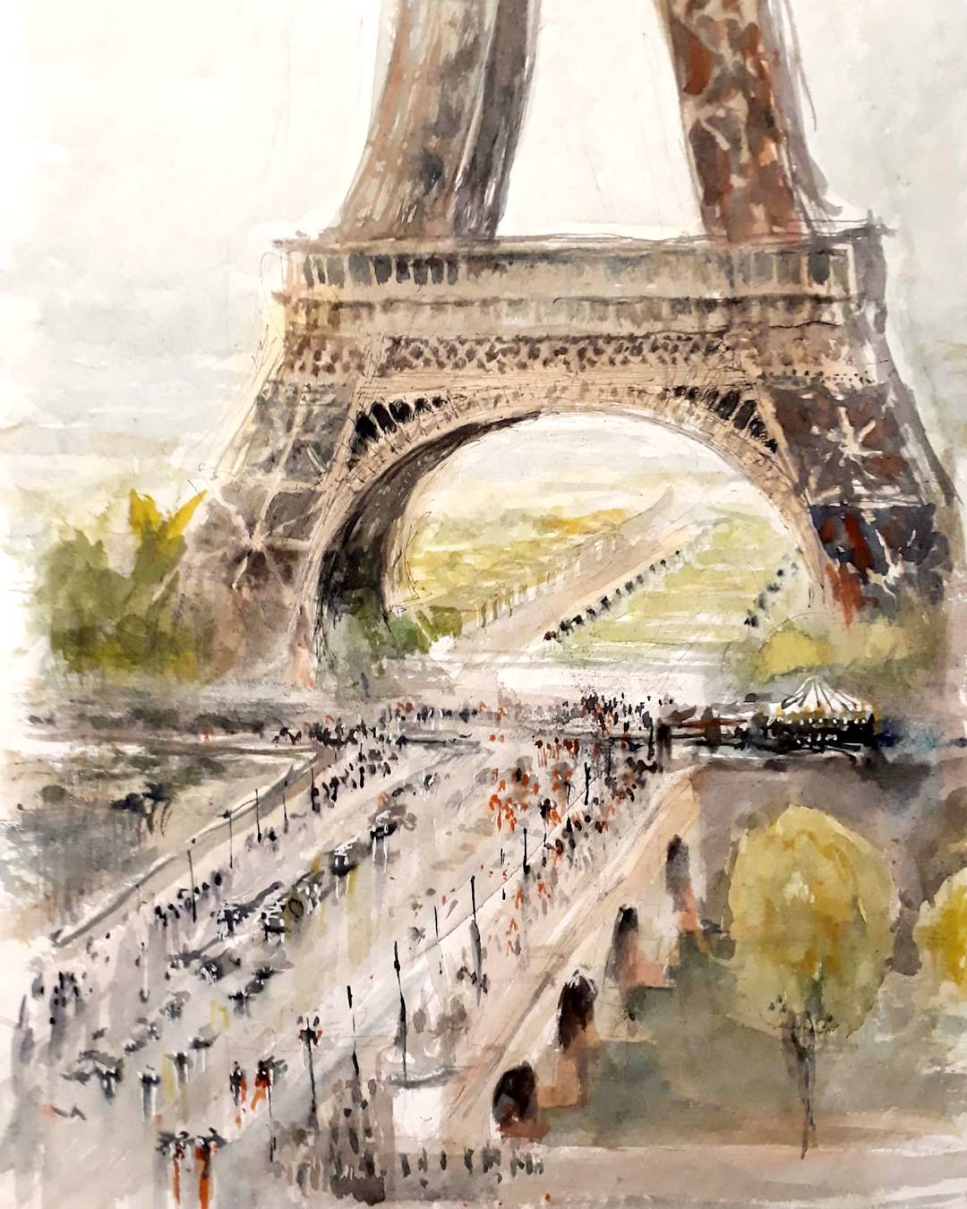 Dipinti ad acquerello degli edifici di Parigi
