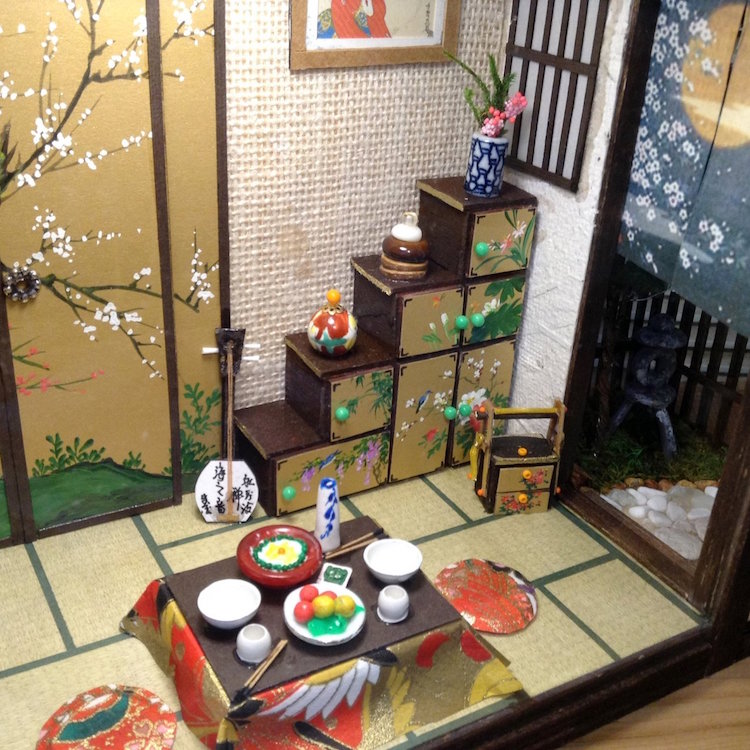 Le repliche in miniatura delle case tradizionali giapponesi