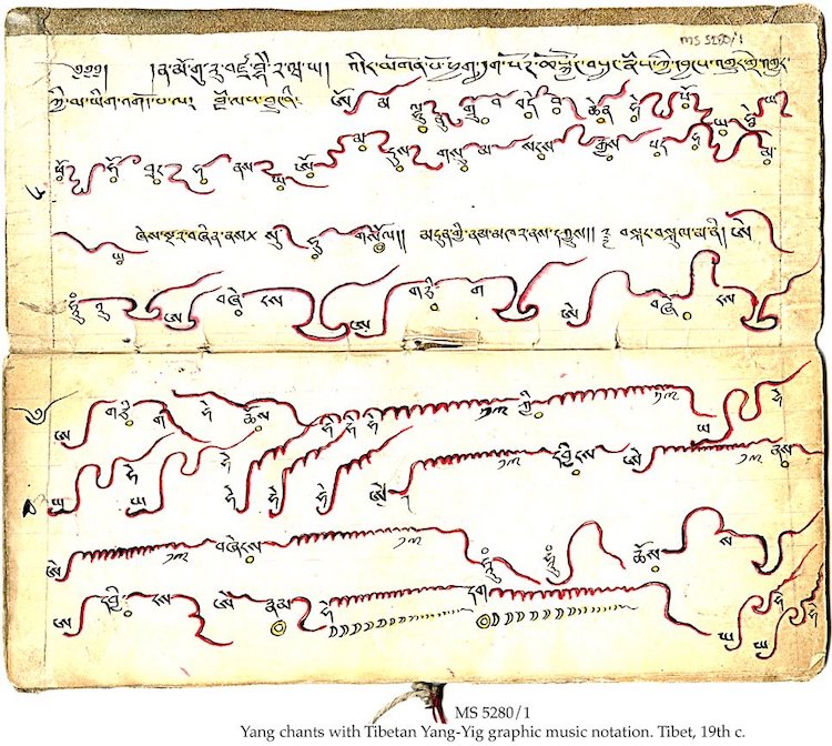 Notazioni musicali tibetane di canti buddisti
