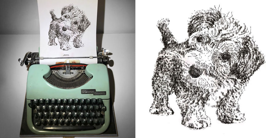 James Cook disegni con la macchina da scrivere