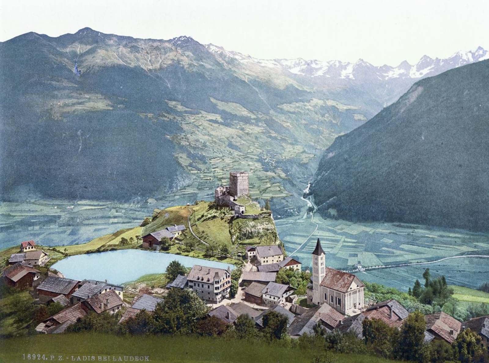 Landeck, Tirolo,  fotocromia vintage 1890