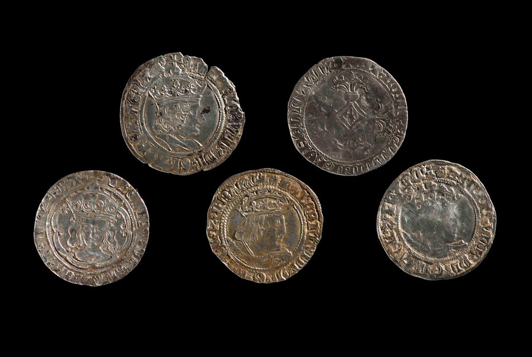 Monete d'argento di epoca Tudor con il ritratto di Enrico VIII