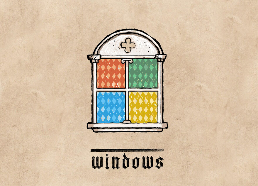 Windows, logo in stile medievale