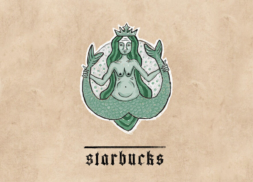 Starbucks, logo in stile medievale