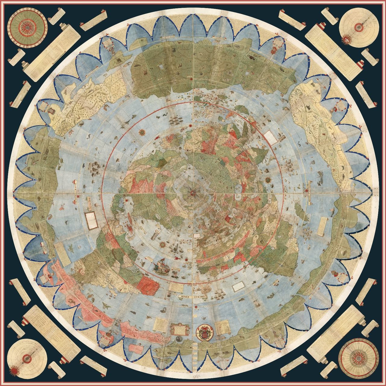 Il planisfero di Monti ricostruito digitalmente componendo le 60 singole mappe in cui era suddiviso.